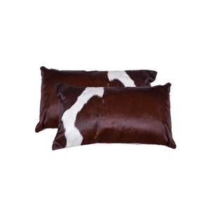 Natural by Lifestyle Brands 12-in x 20-in Chocolate and White Kobe Cowhide Pillow (2 Pack)