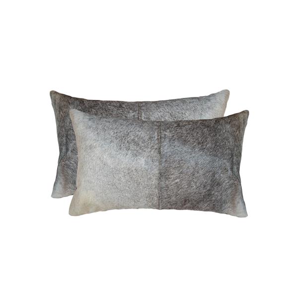 Natural by Lifestyle Brands 12-in x 20-in Gray and White Kobe Cowhide Pillow (2 Pack)