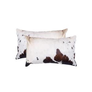 Natural by Lifestyle Brands 12-in x 20-in White and Brown Kobe Cowhide Pillow (2 Pack)