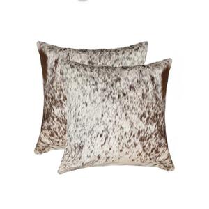 Natural by Lifestyle Brands 18-in Chocolate and White Kobe Cowhide Pillow (2 Pack)