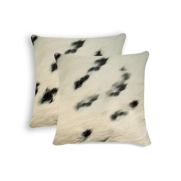 Natural by Lifestyle Brands 18-in White and Black Kobe Cowhide Pillow (2 Pack)