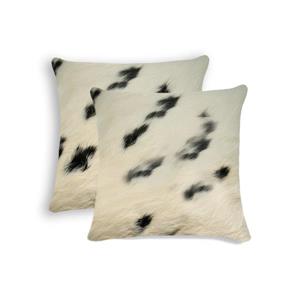 Natural by Lifestyle Brands 18-in White and Black Kobe Cowhide Pillow (2 Pack)