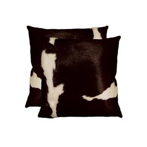 Natural by Lifestyle Brands 18-in Chocolate and White Kobe Cowhide Pillow (2 Pack)