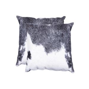 Natural by Lifestyle Brands 18-in Gray and White Kobe Cowhide Pillow (2 Pack)