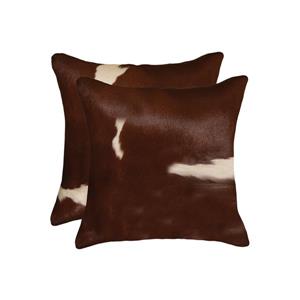 Natural by Lifestyle Brands 18-in Brown and White Kobe Cowhide Pillow (2 Pack)