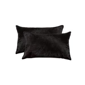 Coussins en peau de vache Torino, 12"x20", noir, 2 pqt