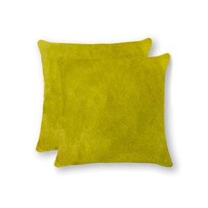 Coussins en peau de vache Torino, 18"x18", jaune, 2 pqt