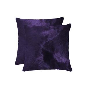 Coussins en peau de vache Torino, 18"x18", violet, 2 pqt