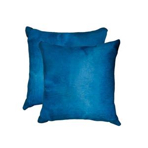 Coussins en peau de vache Torino, 18"x18", bleu, 2 pqt
