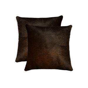 Natural by Lifestyle Brands 18-in Chocolate Torino Cowhide Pillow (2 Pack)