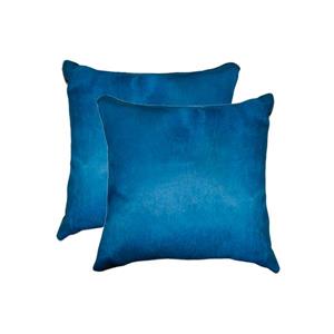 Coussins en peau de vache Torino, 18"x18", bleu royal, 2 pqt