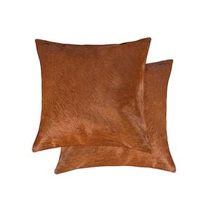 Coussins en peau de vache Torino, 18"x18" marron, 2 pqt