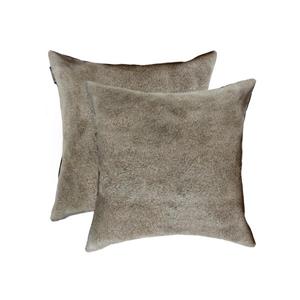 Coussins en peau de vache Torino, 18"x18", gris, 2 pqt