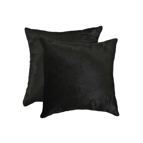 Natural by Lifestyle Brands 18-in Black Torino Cowhide Pillow (2 Pack ...