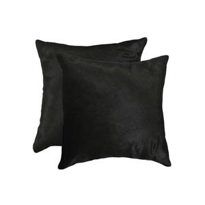 Natural by Lifestyle Brands 18-in Black Torino Cowhide Pillow (2 Pack)