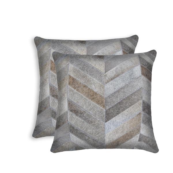 Natural by Lifestyle Brands 18-in Gray Torino Cowhide Pillow (2 Pack)