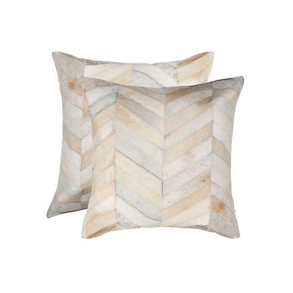 Natural by Lifestyle Brands 18-in Natural Torino Cowhide Pillow (2 Pack)