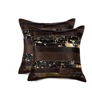 Natural by Lifestyle Brands 18-in Chocolate and Gold Torino Cowhide Pillow (2 Pack)