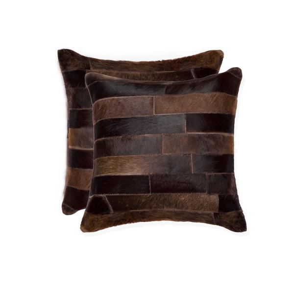 Natural by Lifestyle Brands 18-in Chocolate Torino Cowhide Pillow (2 Pack)