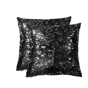 Natural by Lifestyle Brands Quattro Silver/Black 18-in x 18-in Cowhide Pillows (2 Pack)