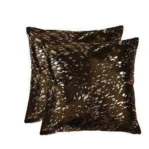 Natural by Lifestyle Brands Quattro Gold/Chocolate 18-in x 18-in Cowhide Pillows (2 Pack)