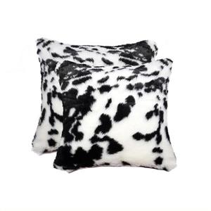Luxe Belton 18-in Square Black and White Faux Fur Pillows (2 Pack)