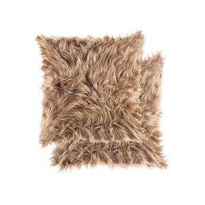 Luxe Belton 18-in Square Tan Faux Fur Pillows (2 Pack)
