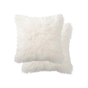 Luxe Belton 18-in Square Off-White Faux Fur Pillows (2 Pack)