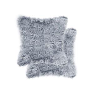 Luxe Belton 18-in Square Grey Faux Fur Pillows (2 Pack)