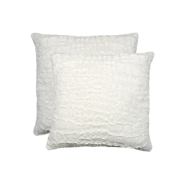 Coussin en fausse fourrure Belton, 18 pox18 po, ivoire , 2 pqt