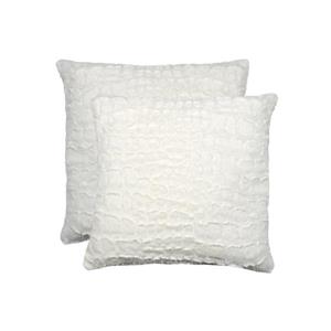 Luxe Belton 18-in Square Ivory Faux Fur Pillows (2 Pack)