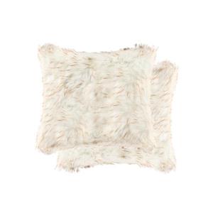 Luxe Belton 18-in Square Gradient Tan Faux Fur Pillows (2 Pack)