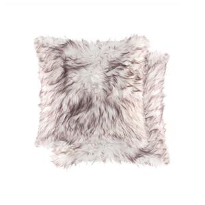 LUXE Belton 18-in Square Chocolate Faux Fur Pillows (2 Pack)