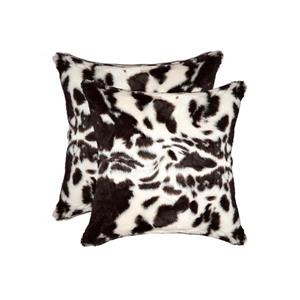 Luxe Belton 18-in Square Brown and White Belton Faux Fur Pillows (2 Pack)