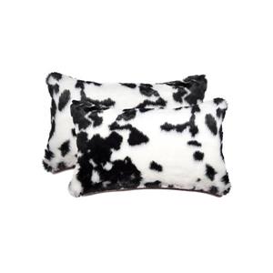 Luxe Belton 12-in x 20-in Black and White Faux Fur Pillows (2 Pack)