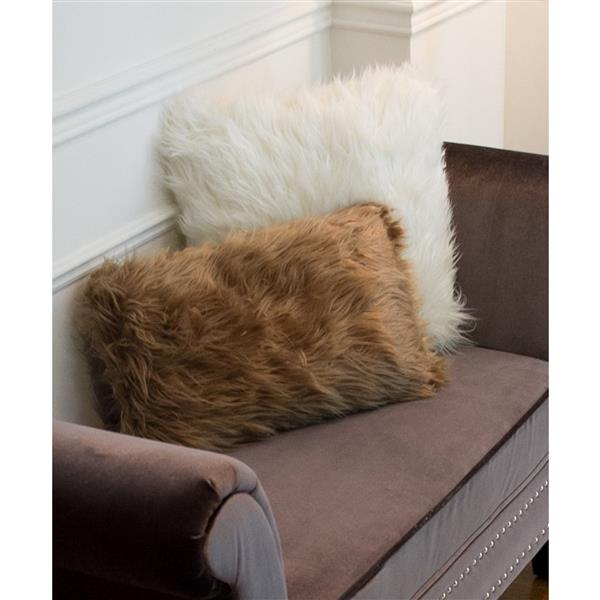 Coussin en fausse fourrure Belton, 12 pox20 po, bronze , 2 pqt