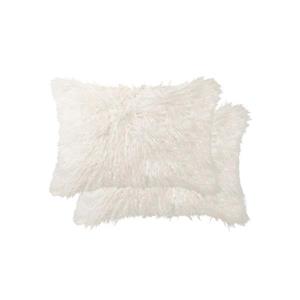 Luxe Belton 12-in x 20-in Off-White Faux Fur Pillows (2 Pack)