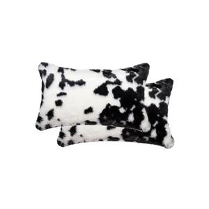 Luxe Belton 12-in x 20-in Brown and White Faux Fur Pillows (2 Pack)