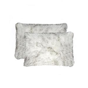 Luxe Belton 12-in x 20-in Gradient Gray Faux Fur Pillows (2 Pack)