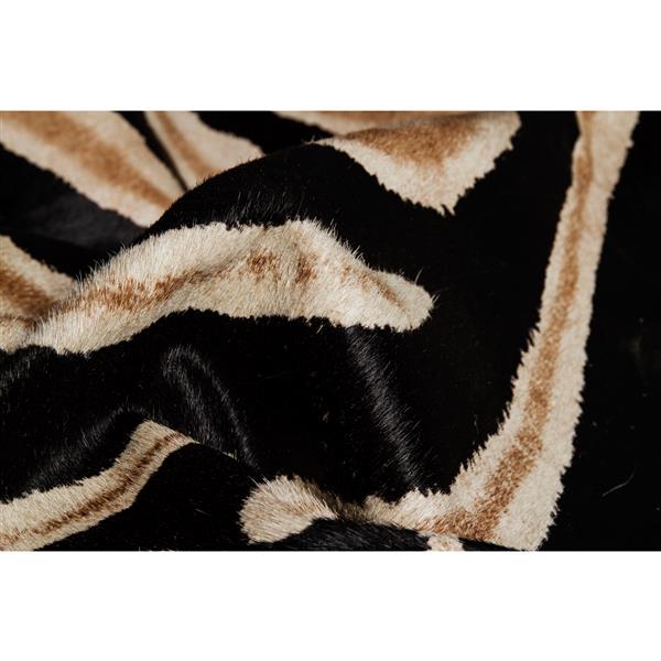 Tapis Togo en peau de vachette, 6 pix 7 pi, zebre africain