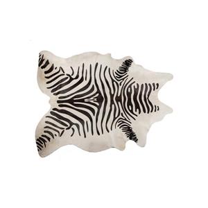 Natural by Lifestyle Brands 6-ft x 7-ft Zebra/Off-White Togo Cowhide Rug