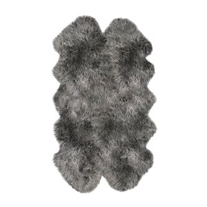 Natural by Lifestyle Brands 4-ft x 6-ft Grey New Zealand Quattro Sheepskin Rug