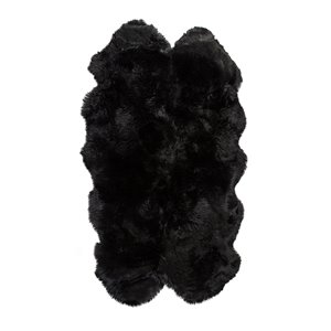 Natural by Lifestyle Brands 4-ft x 6-ft Black New Zealand Quattro Sheeskin Rug
