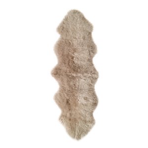 Natural by Lifestyle Brands 2-ft x 6-ft Taupe New Zealand Double Sheepskin Rug