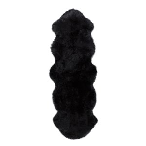 Natural by Lifestyle Brands 2-ft x 6-ft Black New Zealand Double Sheepskin Rug