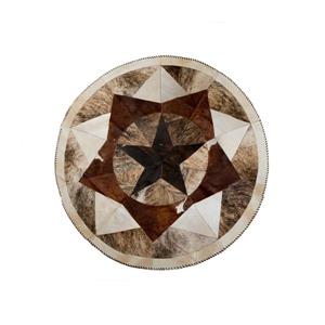 Natural by Lifestyle Brands 7-ft Round Multicoloured Tri-Star Stitch Cowhide Rug