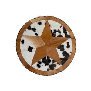 Natural by Lifestyle Brands 3-ft 6-in Round Multicoloured Star Stitch Cowhide Rug