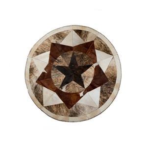 Tapis rond à motif étoilé en peau de vache, 5', multicolore