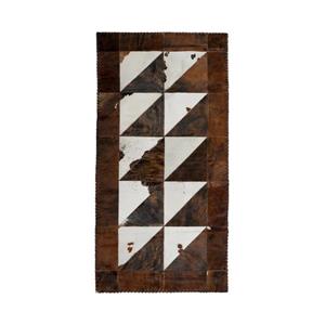 Tapis d'entrée en peau de vache ,3'x 6', naturel/chocolat
