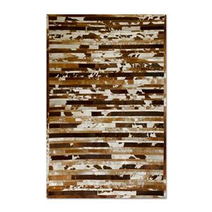 Tapis lineaire en peau de vache, 8' x 10', marron/blanc
